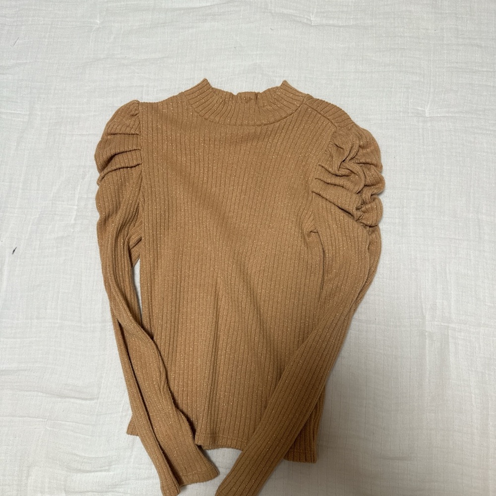 Janie and Jack Gold Ribbed Long Sleeve Top